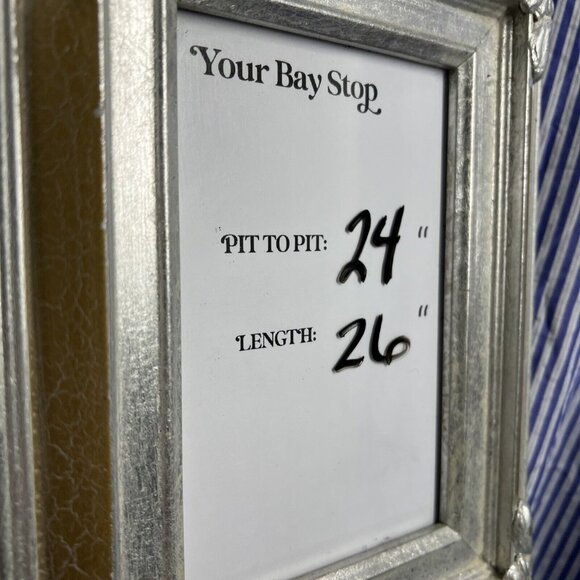 J Crew Women's Blouse Size 14 Blue White Stripe Long Sleeve Garcon Classic Fit - Picture 9 of 10